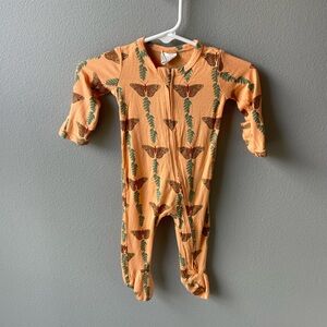 Kate Quinn // Bamboo Orange Butterfly Print Footie Zippy Newborn